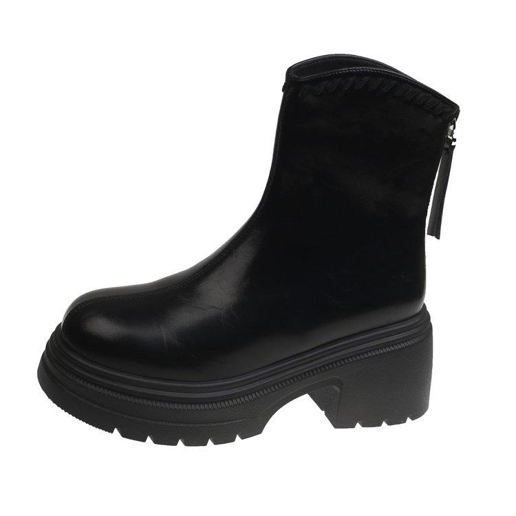 Leather Platform Martin Boots Women's Autumn 2025 New Black Heightening Boots Women's Fashion Casual Leather Short Boots