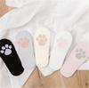 New Girls' Funny Summer Spring Cute Embroidered Kitten Invisible Sokken Cat Claw Footprint Women's Soft Cotton Socks Dropship