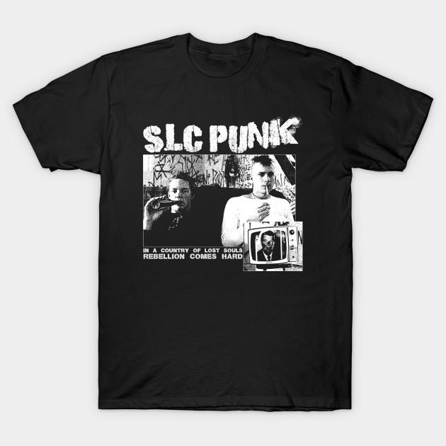 

Men Black Print T-shirt Slc Punk No-Cut Transfer Paper Print Cotton Tshirt S чорний