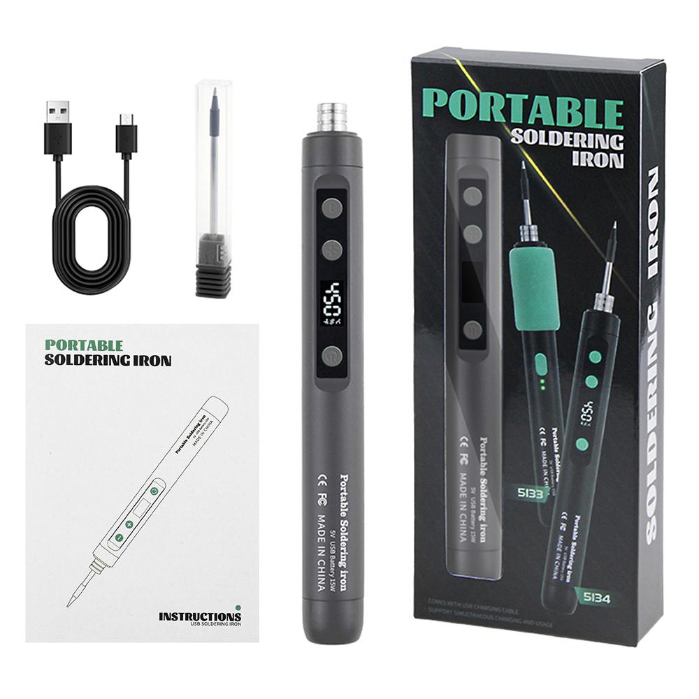 

5V 15W USB Intelligent Electric Soldering Iron Temperature Adjustable Fast Heating Solder Iron Tip Portable Repair Welding Tool