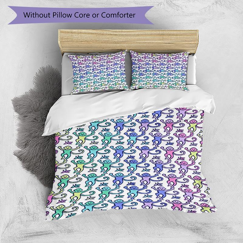 Monkey 3pcs Bedding Set Duvet Cover Closure Includes 1 Duvet Cover & 2 Pillowcases for All Seasons Bedroom Home Dorm Decor