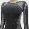 Z2205 Rochie Sexy din Plasă cu Mâneci Lungi cu Diamante Fierbinți pentru Femei pentru Toamnă și Iarnă