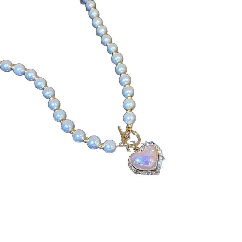 Love pearl necklace women's new trendy collarbone chain neck chain niche design sense light luxury high-end accessories