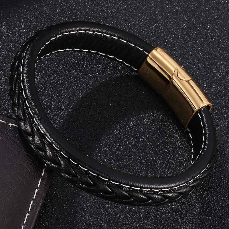 Punk Leather Braid Bracelet For Men Vintage Bracelets Bangles Men Jewelry