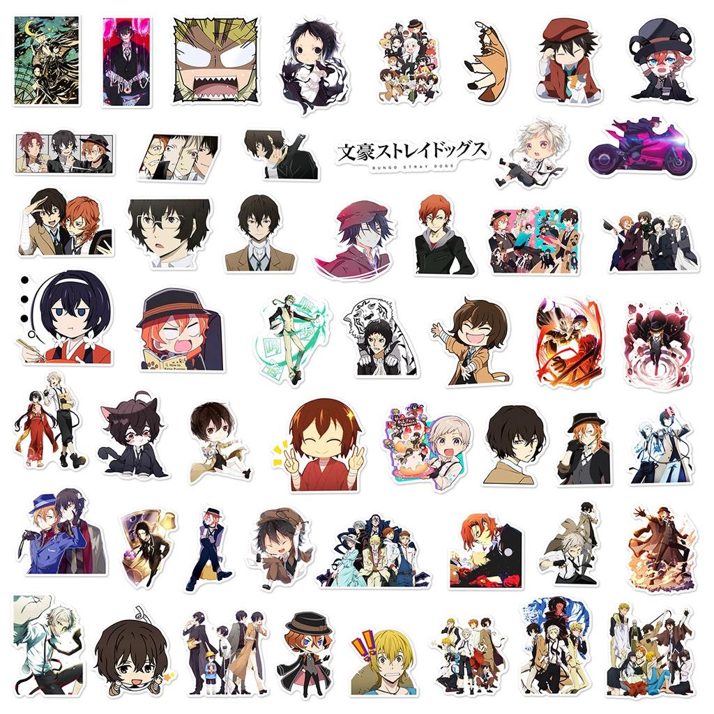 50 шт. Набор водостойких наклеек «Bungo Stray Dogs» для декора ноутбука, чемодана
