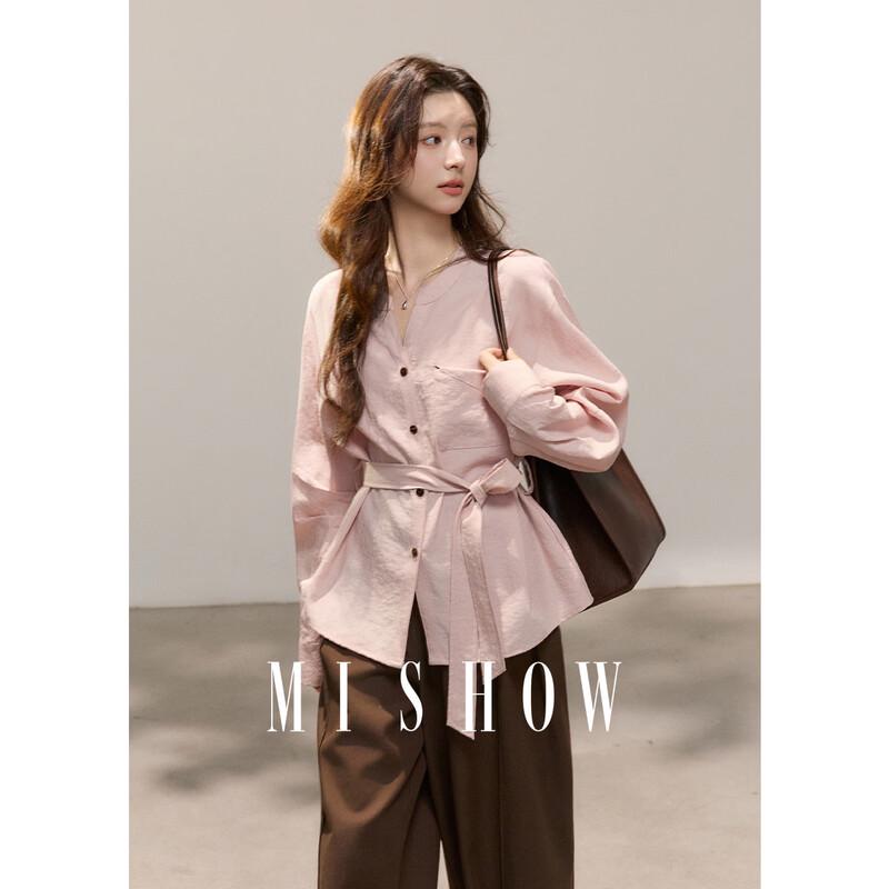 Mixiu Tie-Waist Lantern Sleeve Blouse M
