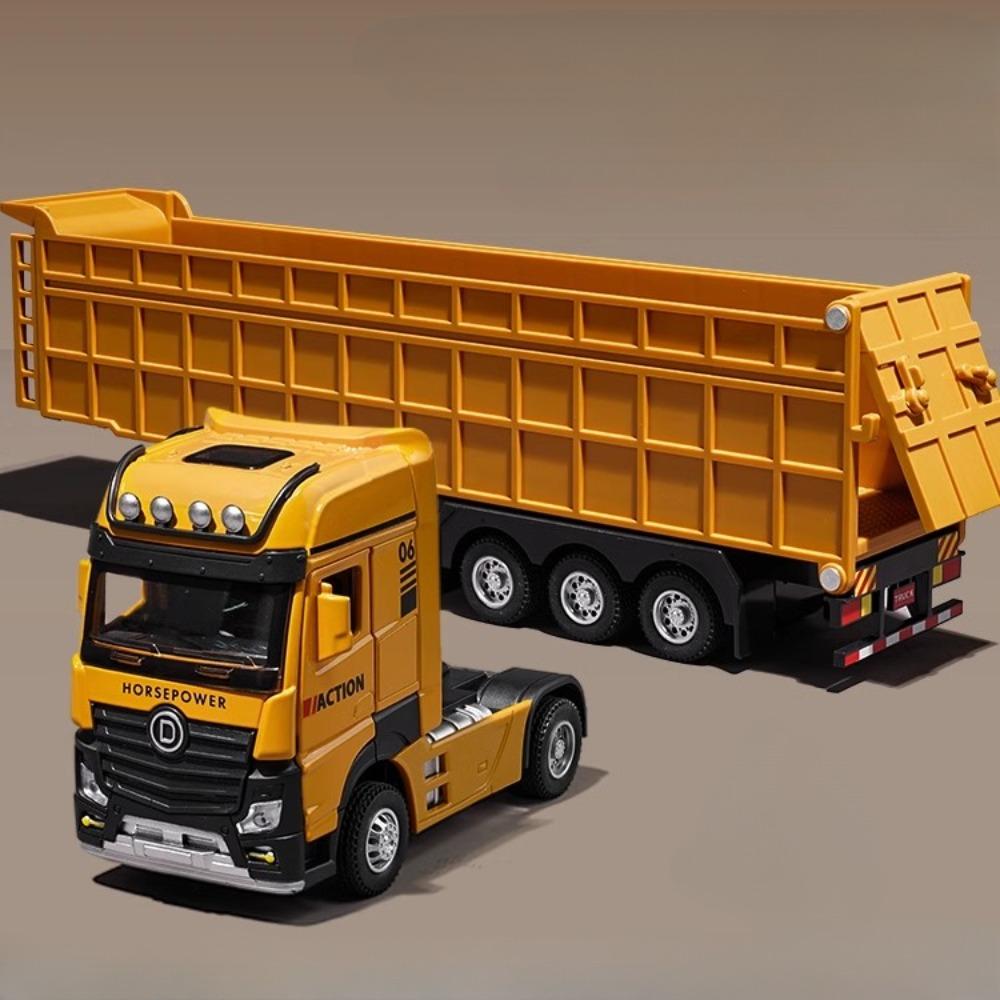 

1/50 Extended Dump Truck Model Toy Metal Diecasting Doors Opened Sound Light Pull Back Vehicle Models Ornaments Children s Gifts жёлтый