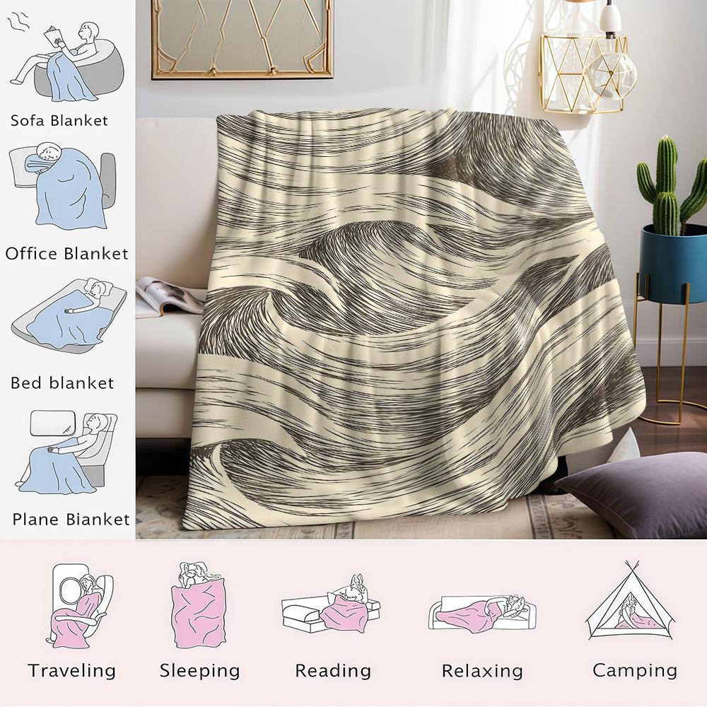 Ink Wave Flannel Blanket Warm Soft Halloween Christmas Couch Warm Cozy Decorative Decor Gift for All Season
