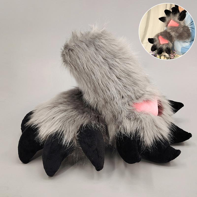 Handmade Fursuit Dragon Claw Gloves Soft Plush Furry Material Cartoon Animal Paw Props For Anime Exhibition Cosplay Lovely Cute
