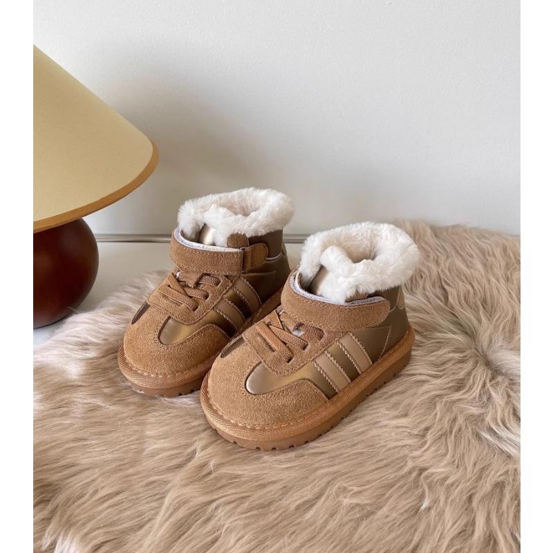 Koreanische version casual kinder schnee stiefel pelz integrierte verdickt samt baby baumwolle schuhe mädchen brot schuhe