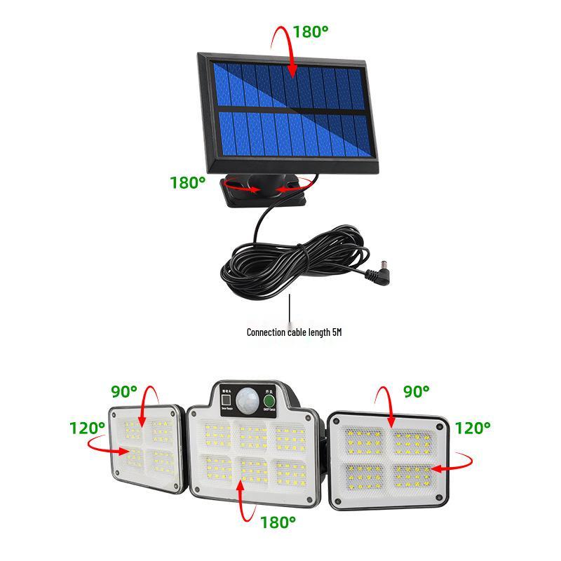 Solar LED Wall Lamp: Waterproof Outdoor Light with Human Motion Sensor for Garden and Garage.