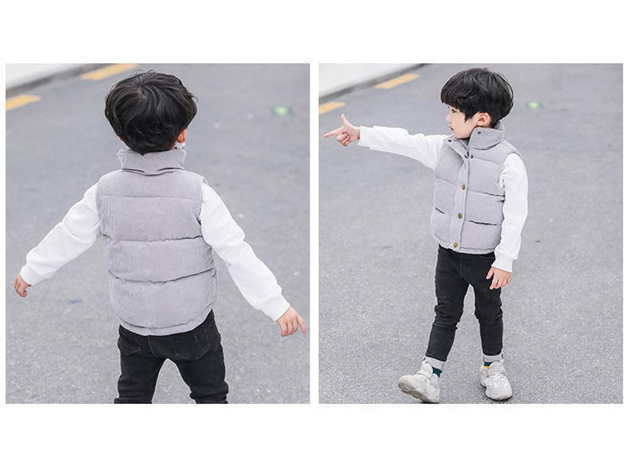 Kinder verdickte Cord-Daunenweste - Warme ärmellose Jacke für Jungen & Mädchen