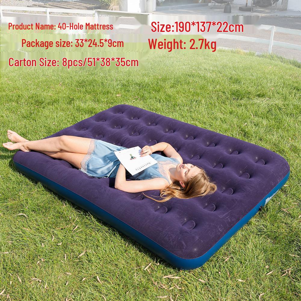 Portable Inflatable PVC Air Mattress - Thickened, Flocked, and Ideal for Camping