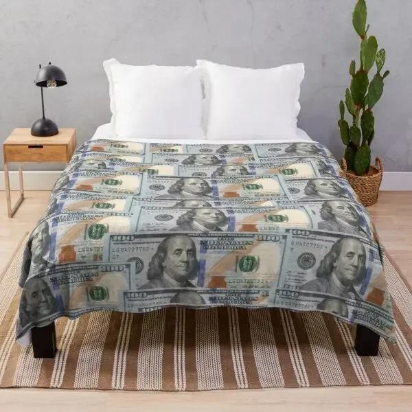Dollar Geldschein Muster Flanelldecke Superweich Warm Leichtgewicht Königin-Größe für Bett Sofa Couch Decke für Teenager