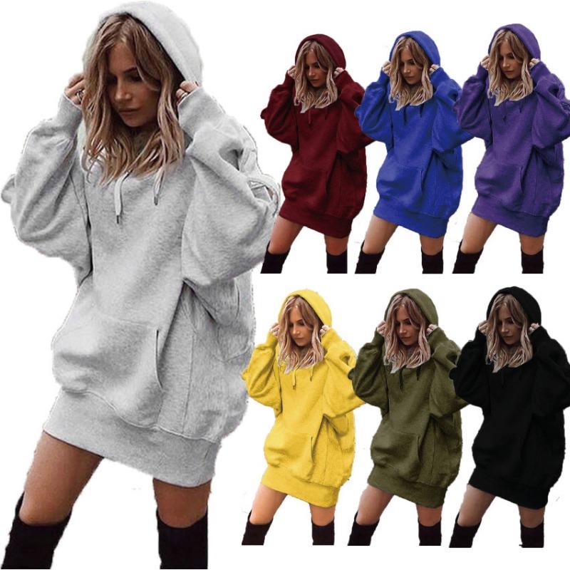 Damen S Einfarbig Locker Sitzendes Kapuzen-Sweatshirt