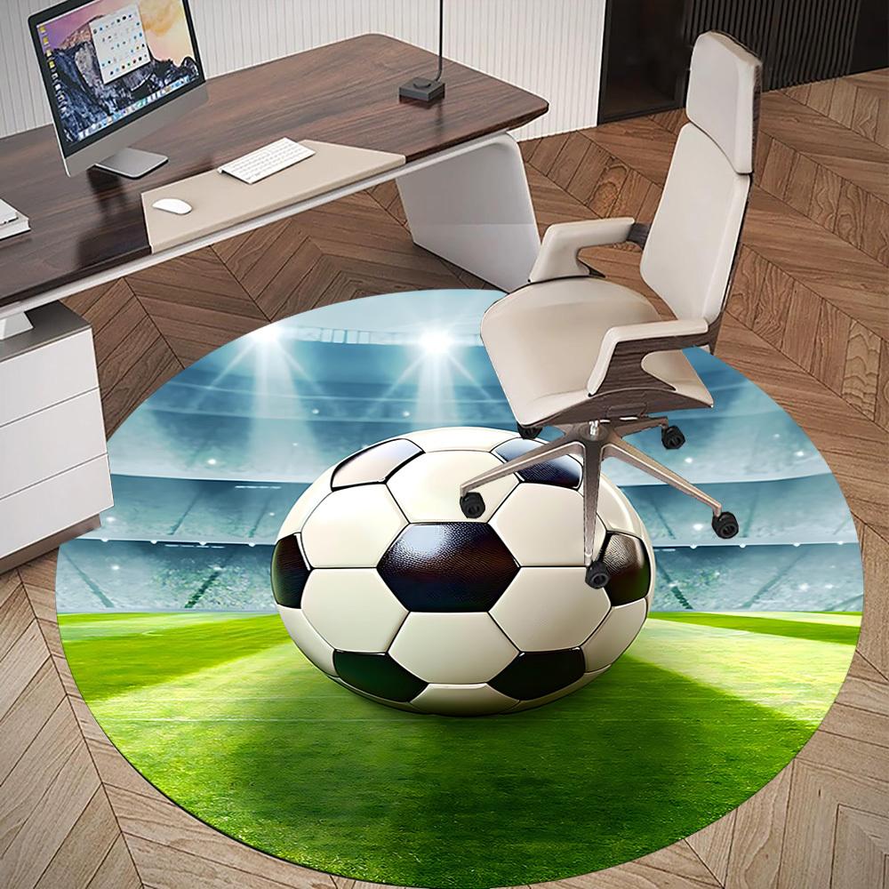 1pc soccer ball stadium Round Chair mat Area Rug - Non-Slip, Floor Mat for Office, Bedroom, and Indoor Decor c1125092