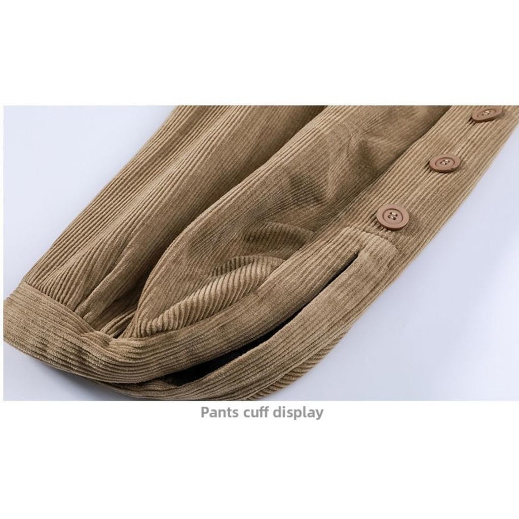Autumn/Winter Corduroy Dad Wide Leg Pants Women's Autumn/Winter New Style Striped Velvet Loose Nine Cent Boots Pants