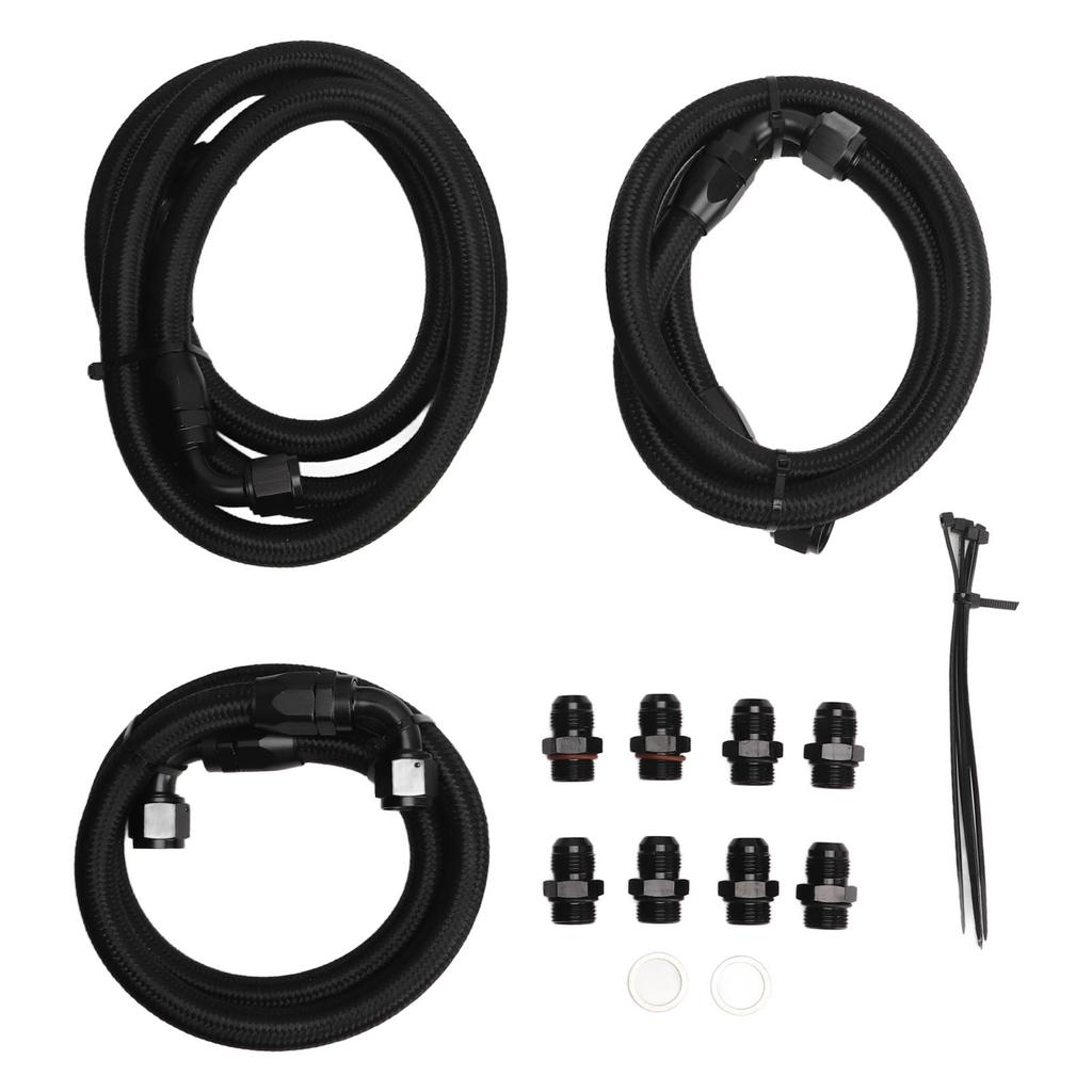 Transmission Cooler Lines Black Anodized Hose Fitting Kit Replacement for Chevy 6.6L for Duramax LLY LBZ LMM 2006‑2010