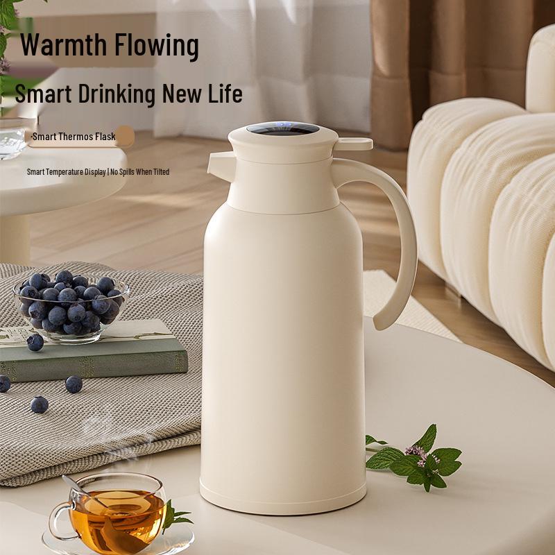 Portable Thermos Flask with Temperature Display, Large Capacity, Glass Liner, Insulated for Home, Dorm, or Travel Use
