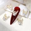 2Pcs Christmas Nail Design Set Christmas Bell Elk Sled Zircon Tree Nail Zircon Art