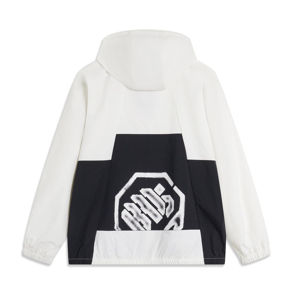 Li Ning Basketball Series Hooded Windbreaker Loose Sports Sun Protection Jacket Men Jackets Off-White Black AFDU211-3