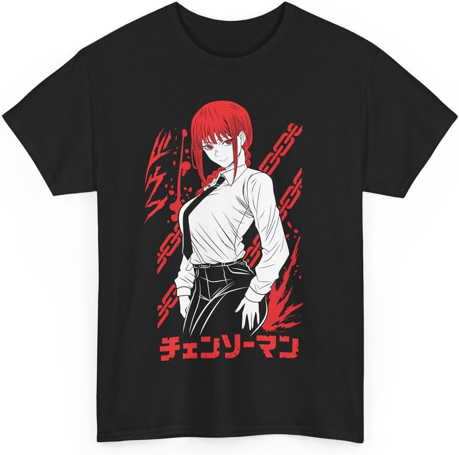 

Makima Chainsaw Anime Man Series Cotton Short Sleeve T-Shirt Tee XXXXXL чорний