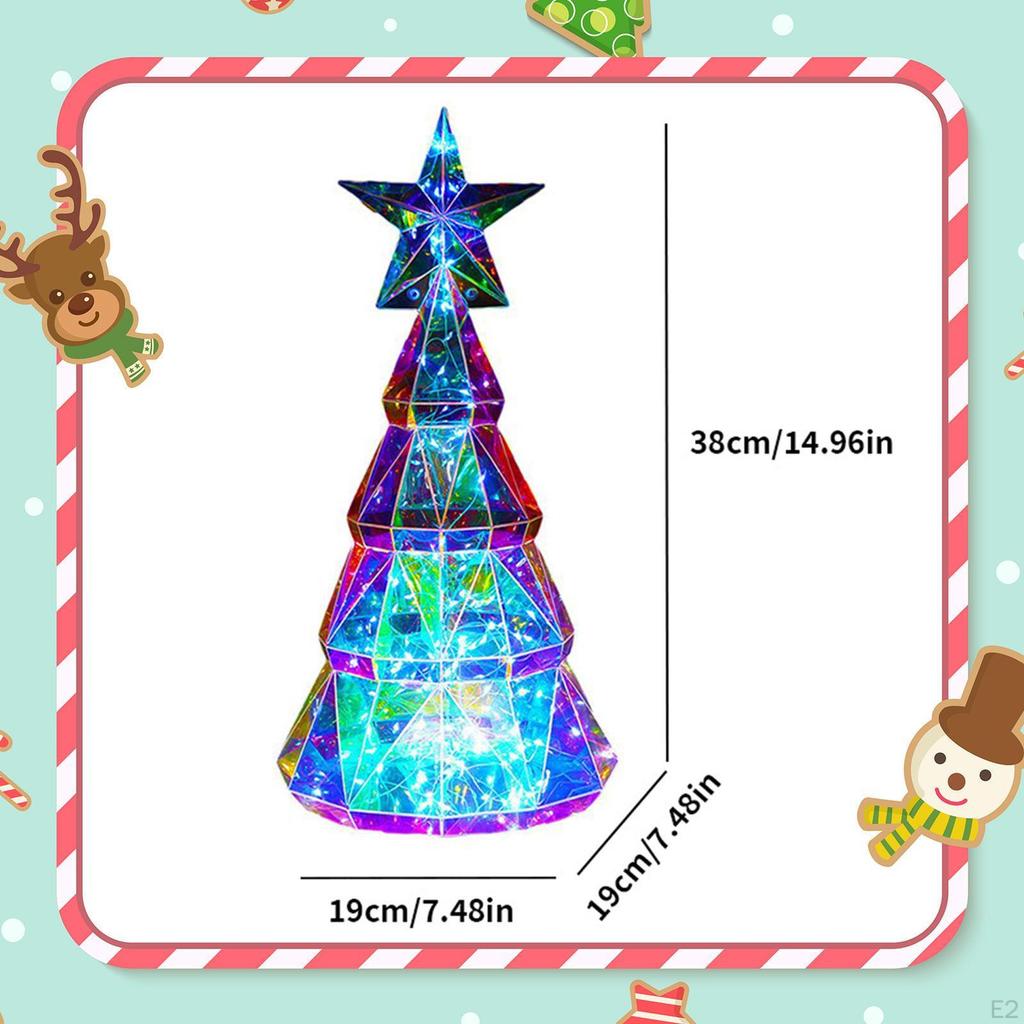 Iridescent Christmas Tree LED Ornament for Fireplace Bar Xmas Wedding Counters Top
