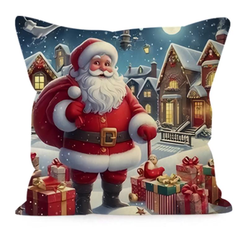 Santa Claus Christmas Pillowcase - Holiday Cushion Cover for Sofa & Lumbar Support