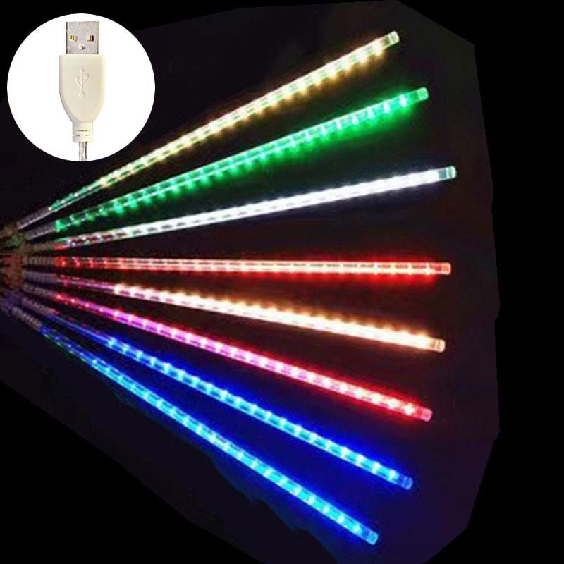 

30СМ 50СМ Гирлянда Светодиодная Метеоритный Дождь USB/Вилка ЕС Сказочная Гирлянда Лампа Для Свадьбы Кемпинга Вечеринки Украшения Комнаты 30CM-8Tubes