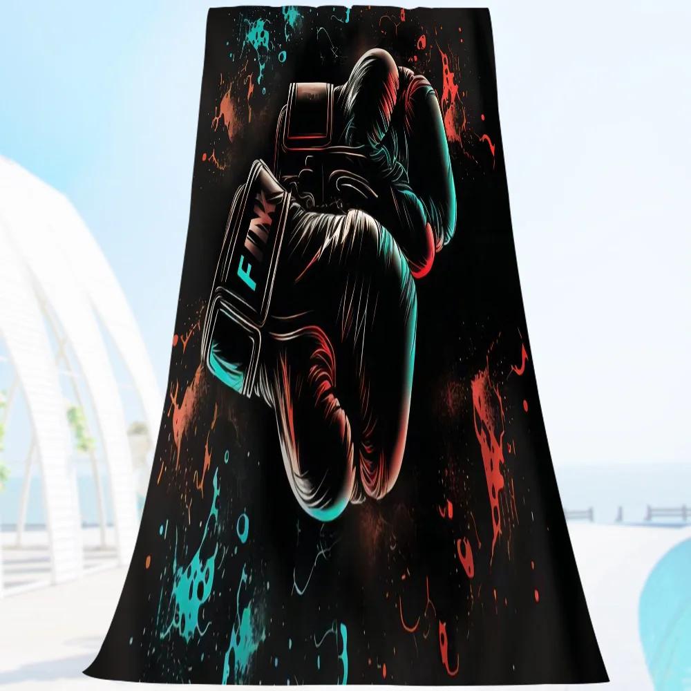 Boxing Gloves Vintage Beach Towel Colorful Bath Towels For Girl Microfiber Quick Dry Custom Sand Free Beach Yoga Spa Gym Pool