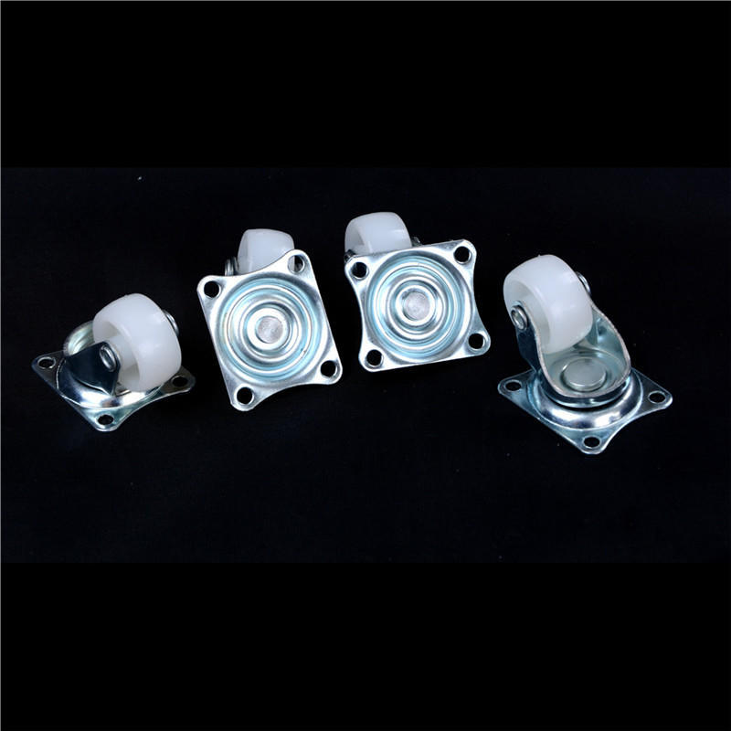 4Pcs 10Kg Universal Swivel Casters 1" Wheels Castor White Pp Nylon Roller Wheel