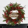 Christmas Wreath Outdoor Artificial 19.6 Inch Party Supplies With Berries Christmas Red Berry Wreath For Daily Holiday Birthday