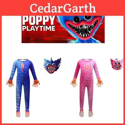 Huggy Wuggy Kinder Poppy Playtime Cosplay Kostüm Body Overall Handschuhe Maske