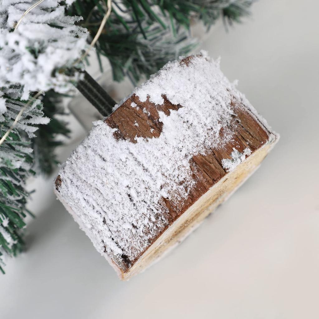 1 Prelit Tabletop Christmas Tree Snow Flocked Christmas Tree with Led Lights Wood Base Mini Xmas Pine Tree for Table Desk Home Christmas Decor