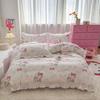 Official Sanrio Hello Kitty All-Cotton 4-Piece Bedding Set - Sheet, Pillowcase & Bed Skirt for Dorms
