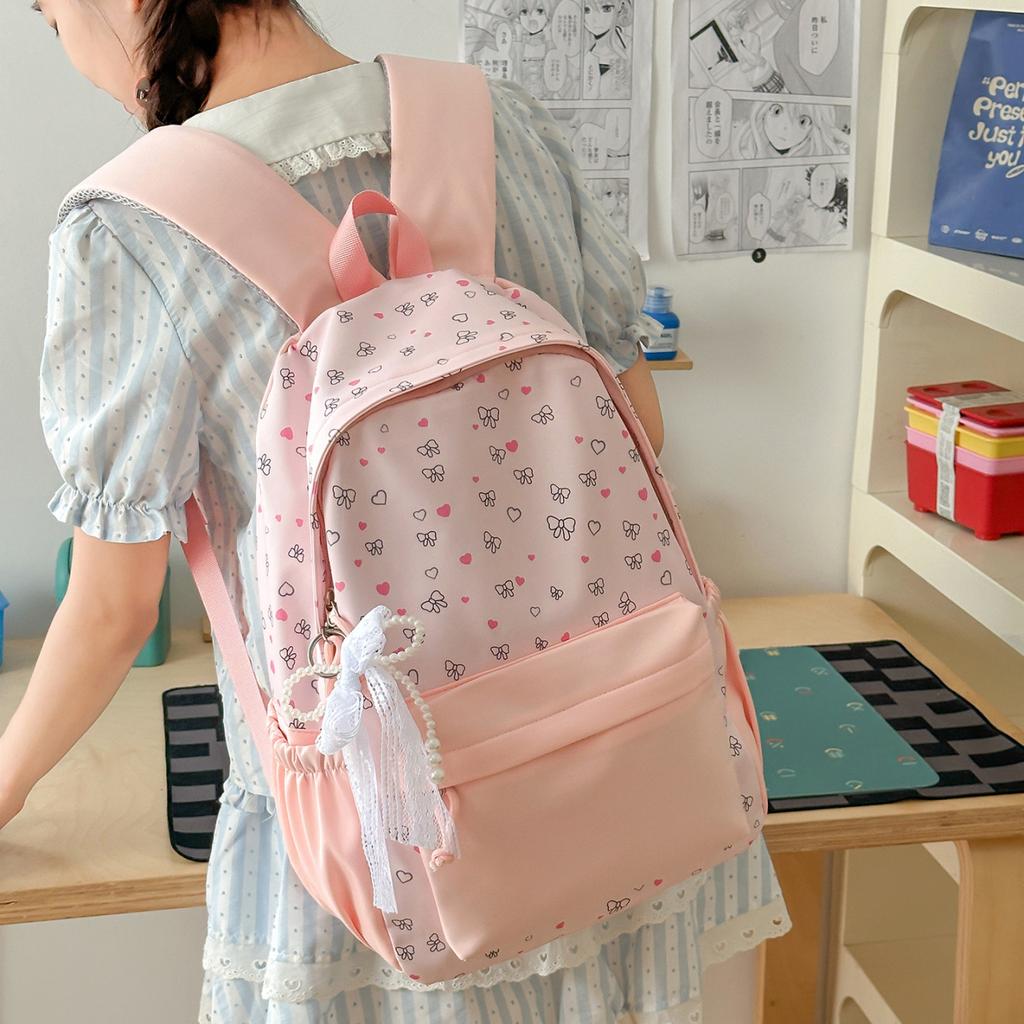 Schoolbag Junior high school bow high value niche 1011 new girl heart large capacity lightweight versatile backpack