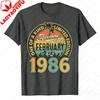 Divertente 40 Anni Vintage Febbraio 1986 Regalo 40° Compleanno Maglietta Uomo Abbigliamento Harajuku Streetwear Magliette Grafiche Unisex Top