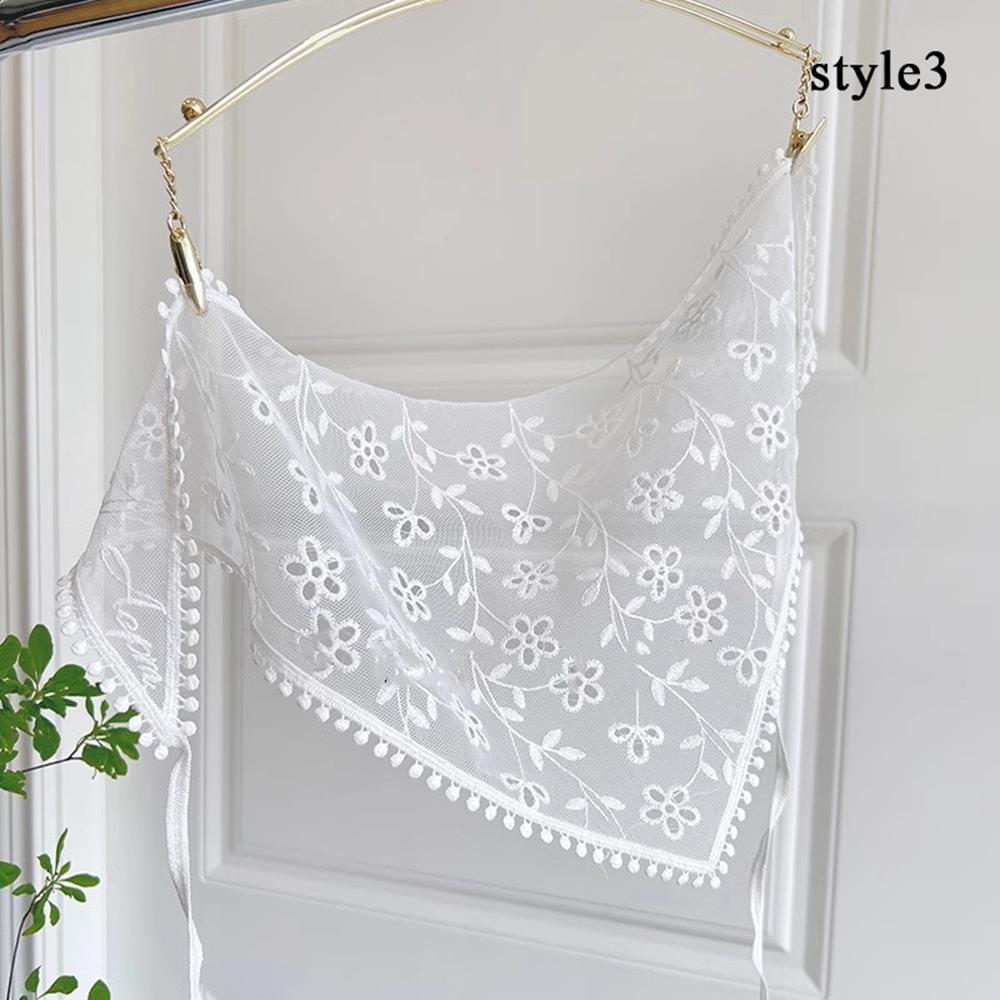 Retro Lace Scarf Bandana Headband Embroidered Hair Scarf Bohemia White Triangle Headscarf Womens Girl Floral Crochet Hair Bands