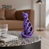 Birthday Presents for Friends 3D Printed Spiral Cat Figurine, Hollow Modern Abstract Sculpture Decorative Figurines Living Room Desk Shelf, Minimalist