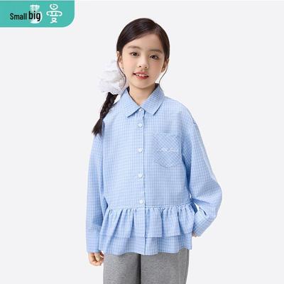 Little Yinman Girls' Casual Lapel Shirt Jacket with Cake Hem