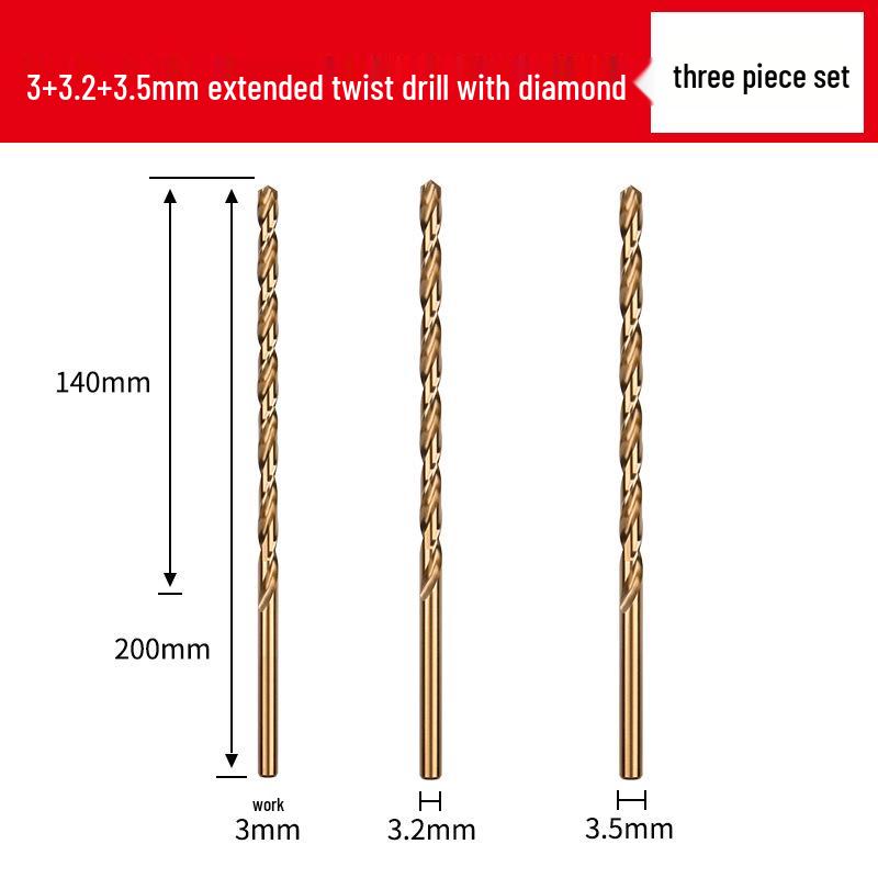 Cobalt Extra-Long High-Strength Alloy Twist Drill Bit for Stainless Steel and Woodworking