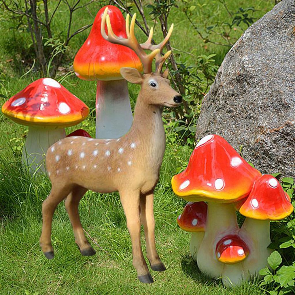 Resin Sika Deer Statue Ornament Deer Sculpture Cute Chinese Spotted Deer Model Mini Animal Statue for Park Lawn Multipurpose
