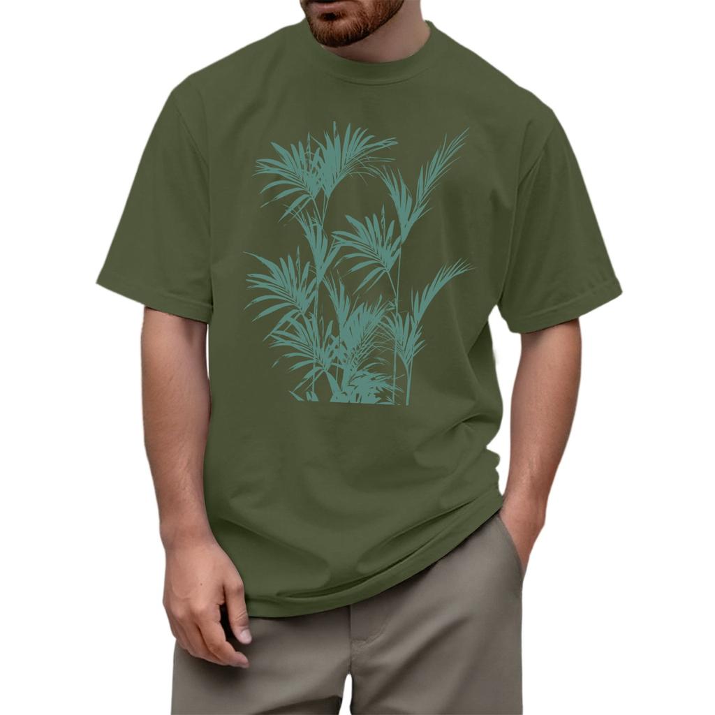 Men's Fashion Printed Round Neck Straight Shoulder Short Sleeve T-Shirt Top