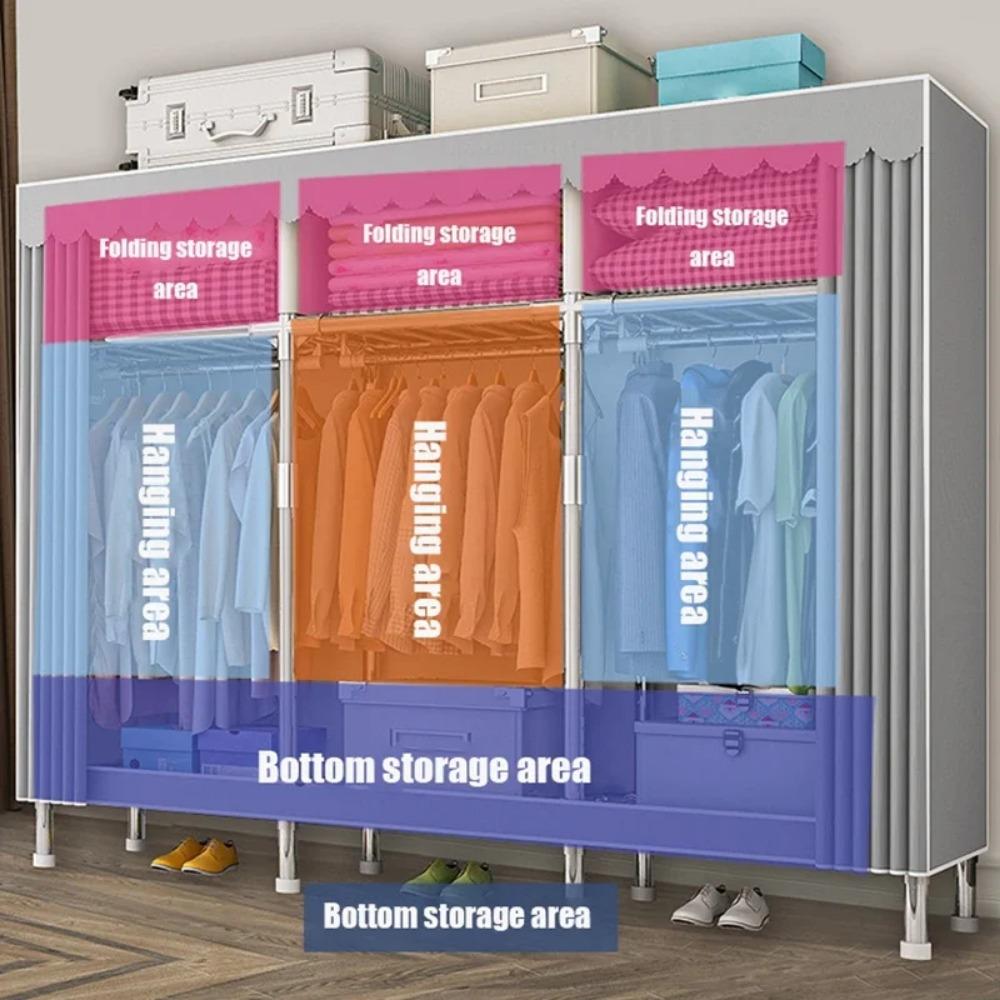 Dustproof Wardrobe Portable Bedroom Clothing Rack Reinforced Storage Cabinet Oxford Cloth Waterproof Cupboard Closet Organizer