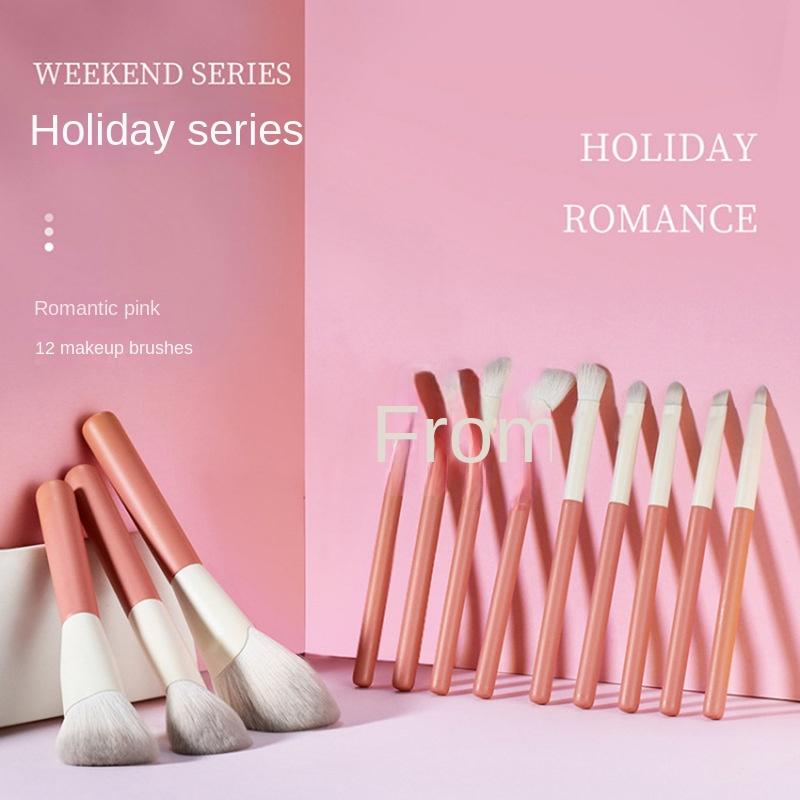 12 pçs conjunto de pincéis de maquiagem de férias pincéis de pó solto pincéis de sombra conjunto completo pincéis de maquiagem portátil