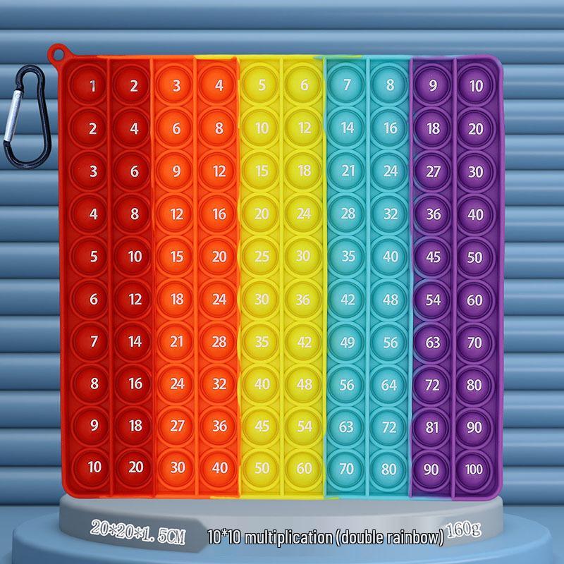 24cm Silicone Rainbow Kids' Learning Toy: Letters, Numbers, Multiplication Pop-It Fidget