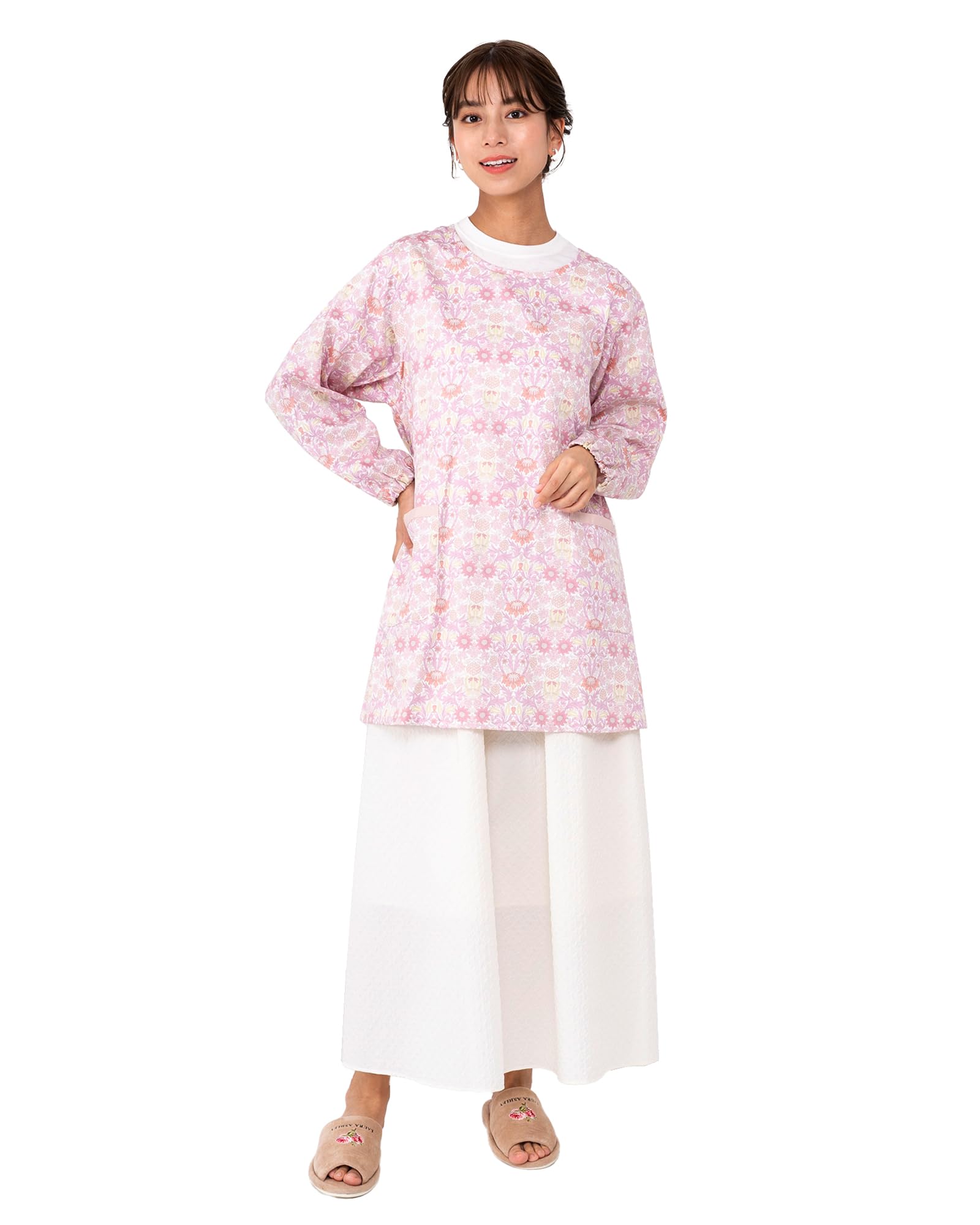 

Naigai LIBERTY Floral with Japanese Pink Free Size Apron, Stylish, Tie-Back, Water-Repellent, Pockets, Nordic-Style, Yukata, Kitchen, Clothing,