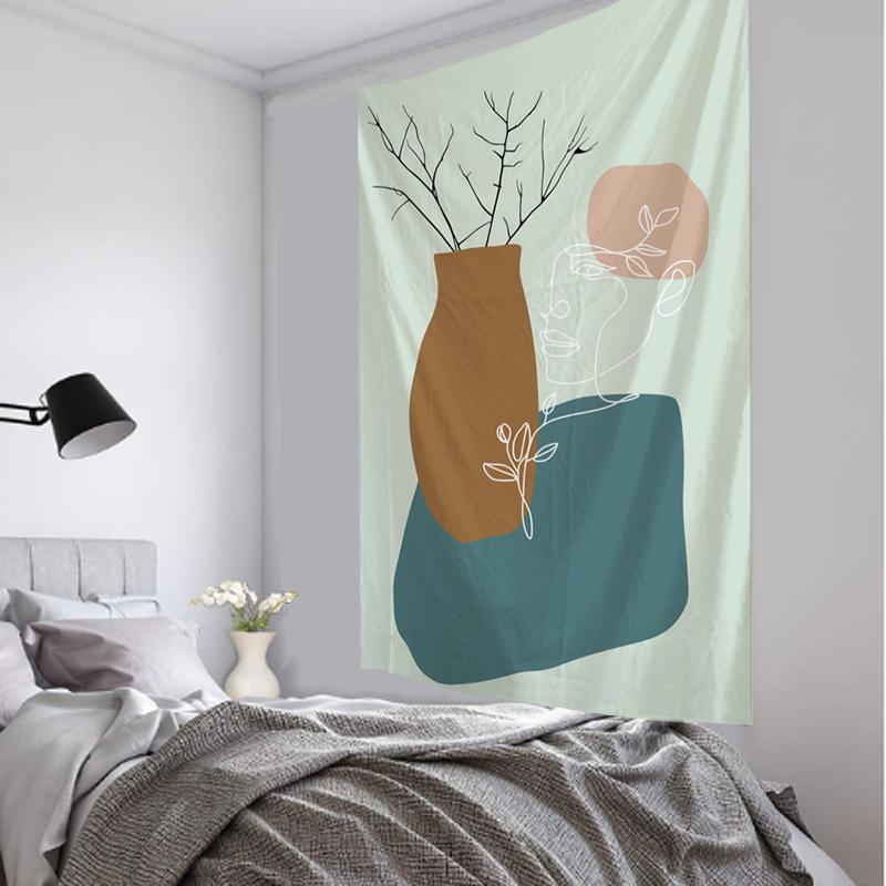 Vaso di Fiori Viso Arazzo da Parete Semplice Vento INS Piccolo Fresco Hippie Bohemien Colorato Decorazione Casa