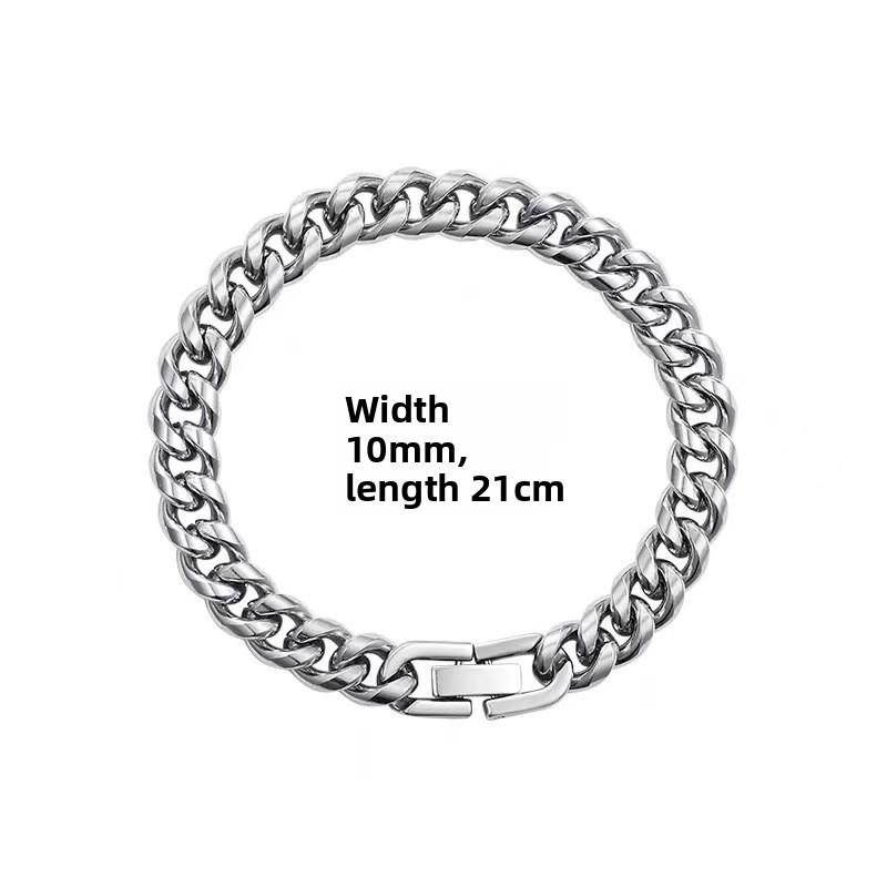 Tide Hip Hop Cuban Chain Does Not Fade Titanium Steel Necklace Boys and Girls Coarse Collarbone Chain Couple Versatile Light Luxury Cuban Chain