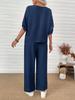 European & American Fashion 2025 Casual Set: Crew Neck Top + Vertical Wide-Leg Pants